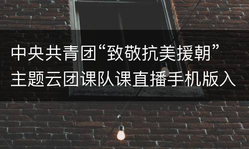 中央共青团“致敬抗美援朝”主题云团课队课直播手机版入口
