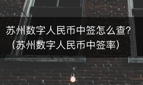 苏州数字人民币中签怎么查？（苏州数字人民币中签率）