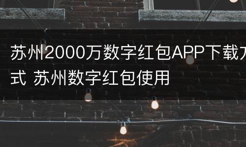 苏州2000万数字红包APP下载方式 苏州数字红包使用
