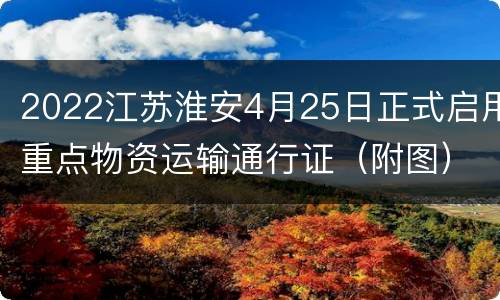 2022江苏淮安4月25日正式启用重点物资运输通行证（附图）