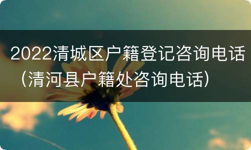 2022清城区户籍登记咨询电话（清河县户籍处咨询电话）