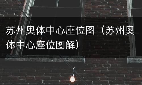 苏州奥体中心座位图（苏州奥体中心座位图解）