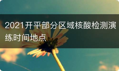 2021开平部分区域核酸检测演练时间地点