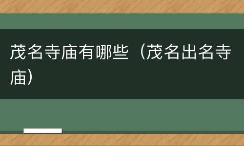 茂名寺庙有哪些（茂名出名寺庙）