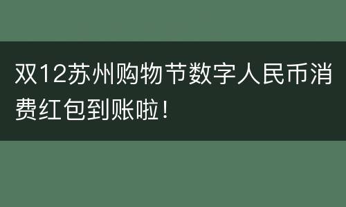 双12苏州购物节数字人民币消费红包到账啦！