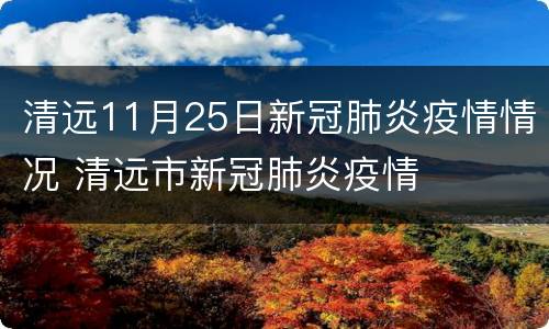 清远11月25日新冠肺炎疫情情况 清远市新冠肺炎疫情