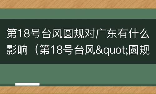 第18号台风圆规对广东有什么影响（第18号台风"圆规"）
