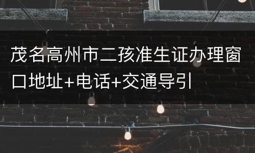 茂名高州市二孩准生证办理窗口地址+电话+交通导引