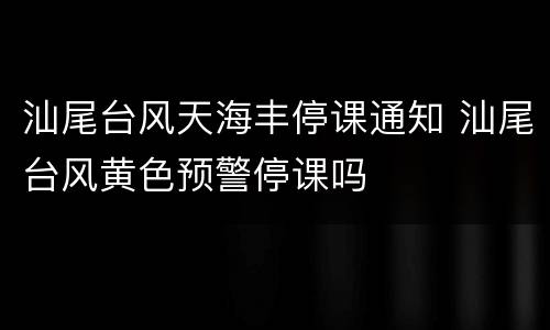 汕尾台风天海丰停课通知 汕尾台风黄色预警停课吗