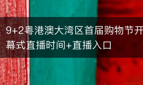9+2粤港澳大湾区首届购物节开幕式直播时间+直播入口
