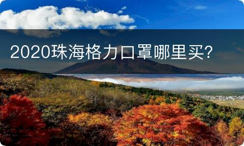 2020珠海格力口罩哪里买？