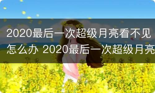 2020最后一次超级月亮看不见怎么办 2020最后一次超级月亮看不见怎么办视频
