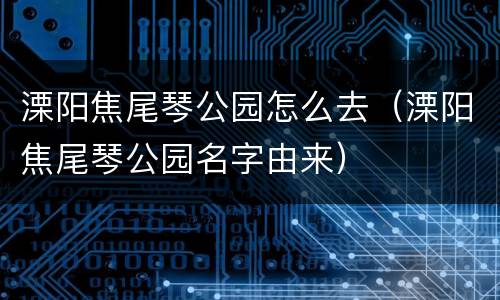 溧阳焦尾琴公园怎么去（溧阳焦尾琴公园名字由来）