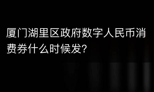 厦门湖里区政府数字人民币消费券什么时候发？