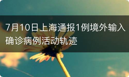 7月10日上海通报1例境外输入确诊病例活动轨迹