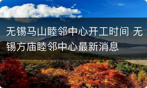 无锡马山睦邻中心开工时间 无锡方庙睦邻中心最新消息