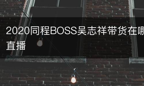 2020同程BOSS吴志祥带货在哪直播