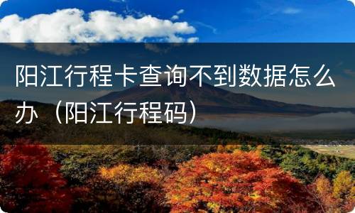 阳江行程卡查询不到数据怎么办（阳江行程码）