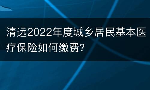 清远2022年度城乡居民基本医疗保险如何缴费？