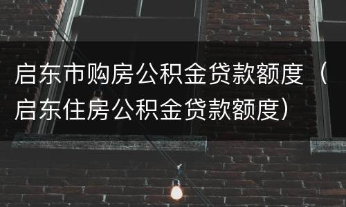 启东市购房公积金贷款额度（启东住房公积金贷款额度）
