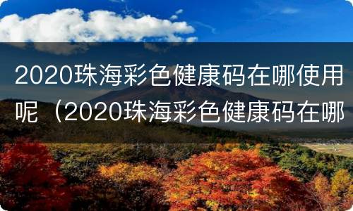 2020珠海彩色健康码在哪使用呢（2020珠海彩色健康码在哪使用呢图片）