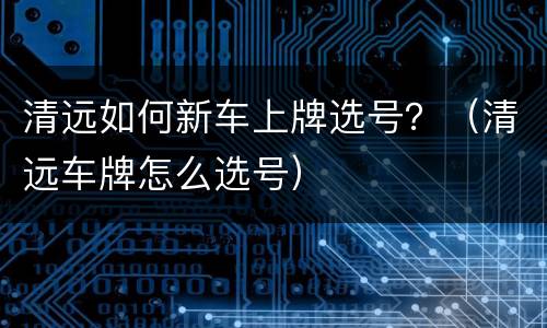清远如何新车上牌选号？（清远车牌怎么选号）