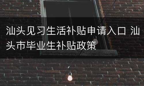 汕头见习生活补贴申请入口 汕头市毕业生补贴政策