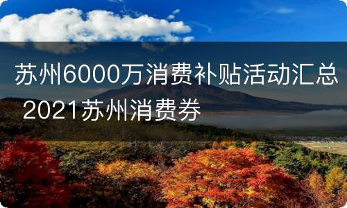 苏州6000万消费补贴活动汇总 2021苏州消费券