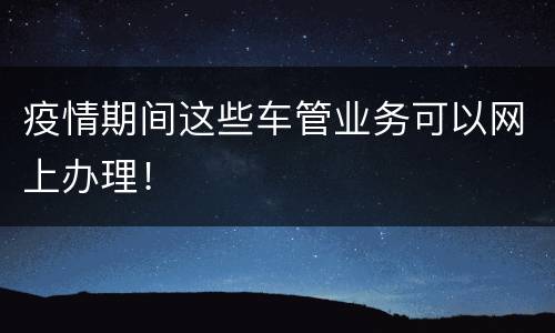 疫情期间这些车管业务可以网上办理！