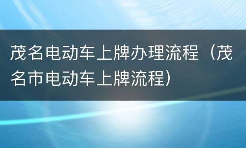 茂名电动车上牌办理流程（茂名市电动车上牌流程）