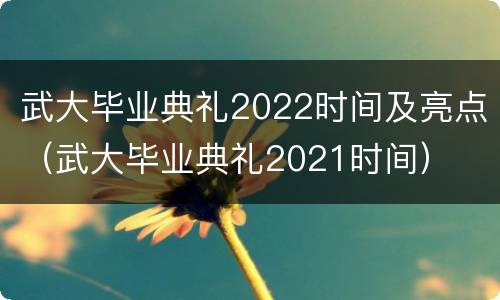 武大毕业典礼2022时间及亮点（武大毕业典礼2021时间）
