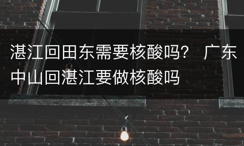 湛江回田东需要核酸吗？ 广东中山回湛江要做核酸吗