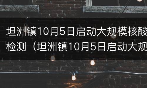 坦洲镇10月5日启动大规模核酸检测（坦洲镇10月5日启动大规模核酸检测）