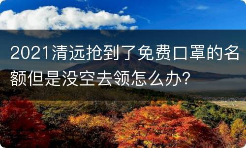 2021清远抢到了免费口罩的名额但是没空去领怎么办？