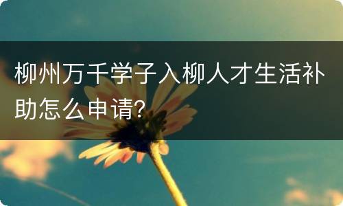 柳州万千学子入柳人才生活补助怎么申请？