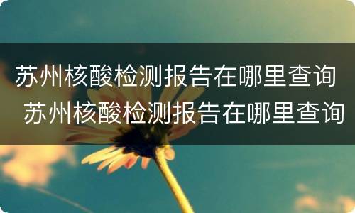 苏州核酸检测报告在哪里查询 苏州核酸检测报告在哪里查询啊