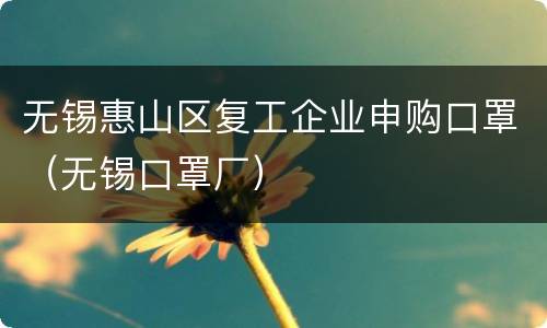 无锡惠山区复工企业申购口罩（无锡口罩厂）