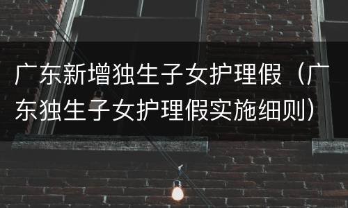 广东新增独生子女护理假（广东独生子女护理假实施细则）