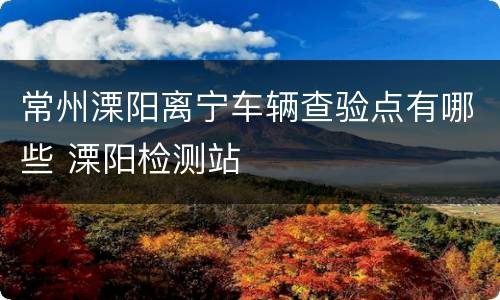 常州溧阳离宁车辆查验点有哪些 溧阳检测站