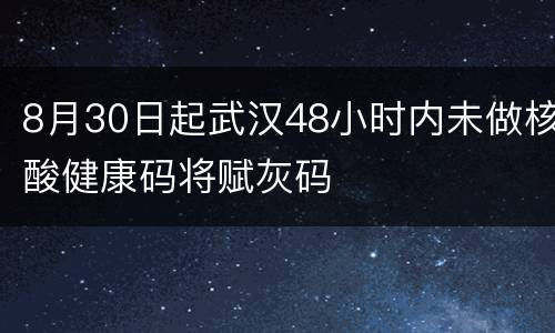8月30日起武汉48小时内未做核酸健康码将赋灰码