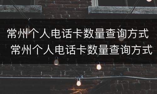 常州个人电话卡数量查询方式 常州个人电话卡数量查询方式有哪些