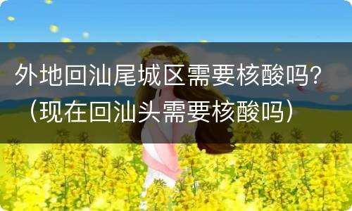 外地回汕尾城区需要核酸吗？（现在回汕头需要核酸吗）