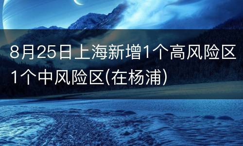 8月25日上海新增1个高风险区1个中风险区(在杨浦)