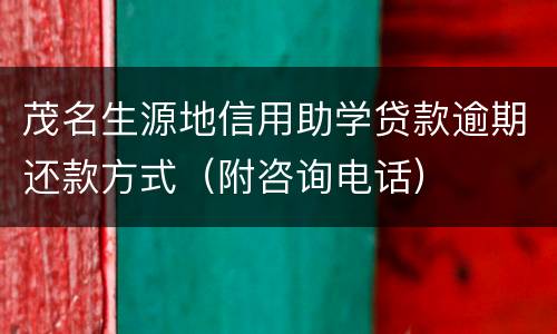 茂名生源地信用助学贷款逾期还款方式（附咨询电话）