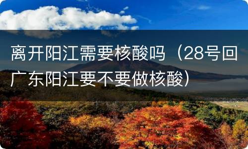 离开阳江需要核酸吗（28号回广东阳江要不要做核酸）