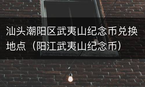 汕头潮阳区武夷山纪念币兑换地点（阳江武夷山纪念币）