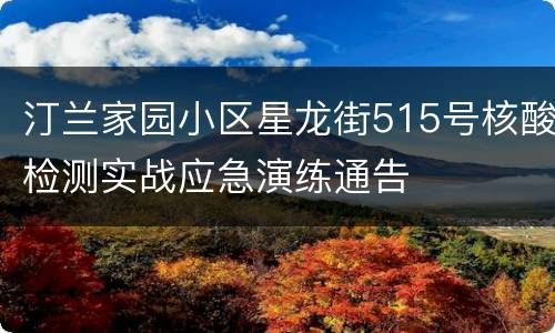 汀兰家园小区星龙街515号核酸检测实战应急演练通告