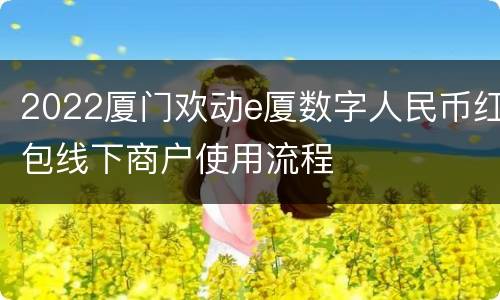 2022厦门欢动e厦数字人民币红包线下商户使用流程