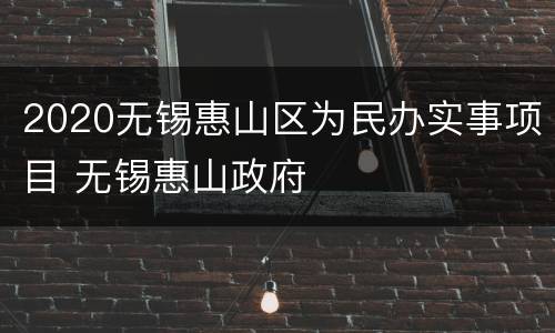 2020无锡惠山区为民办实事项目 无锡惠山政府