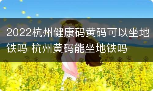2022杭州健康码黄码可以坐地铁吗 杭州黄码能坐地铁吗